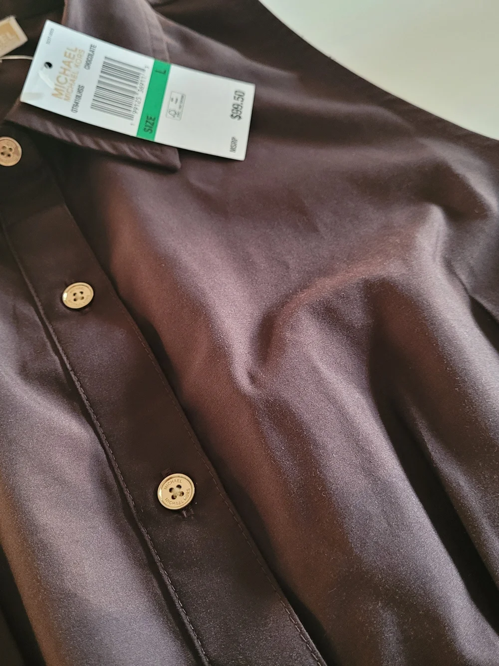 Michael Kors Sleeveless Button-Front Top in Dark Brown